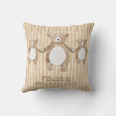 Cute Brown Beer Stripe Name Rustic Kussen (Achterkant)