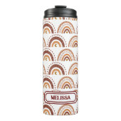 Cute Brown Boho Rainbow Whimsical Pattern Thermosbeker (Voorkant)