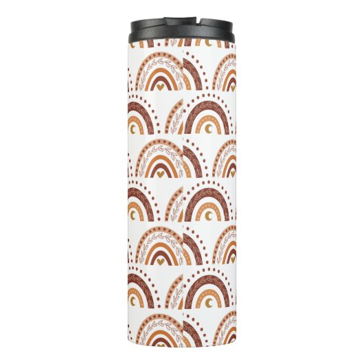 Cute Brown Boho Rainbow Whimsical Pattern Thermosbeker (Achterkant)
