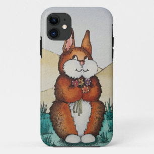 Cute brown Bunny met bloemen op iphone5 hoesje