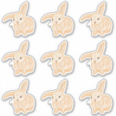 Cute Brown Bunny Rabbit - 9x cut-out. Sticker (Voorkant)
