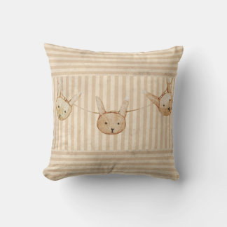 Cute Brown Bunny Rabbit Stripe Kussen