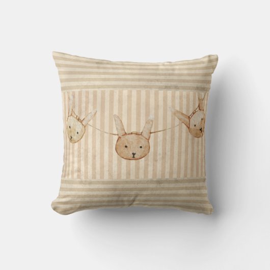 Cute Brown Bunny Rabbit Stripe Kussen (Voorkant)