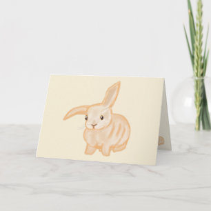 Cute Brown Bunny Rabbit - transparant op beige. Kaart