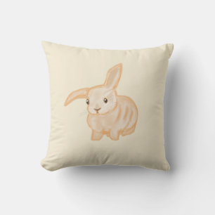 Cute Brown Bunny Rabbit - transparant op beige. Kussen