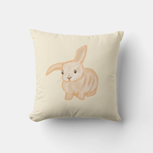 Cute Brown Bunny Rabbit - transparant op beige. Kussen (Voorkant)