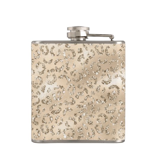 Cute brown Cheetah Leopard Skin Print Patroon Heupfles (Achterkant)