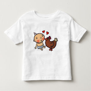 Cute Brown Chicken Peck op de wang voor Baby Kinder Shirts