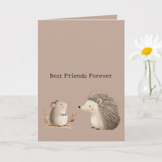 Cute Brown Cream Hedgehog Mouse Appreciation Kaart (Kleine Plant)