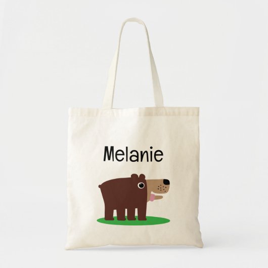 Cute brown cub bear cartoon tote bag for kids (Devant)