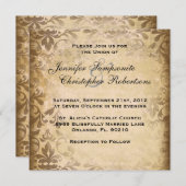 Cute  Brown Damask Elegant Wedding Invitati Kaart (Voorkant / Achterkant)
