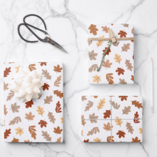 Cute Brown Fall Leaves Pattern Inpakpapier Vel