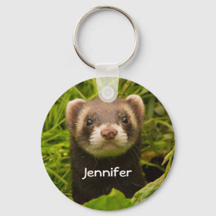 Cute Brown Ferret in de Grass Sleutelhanger