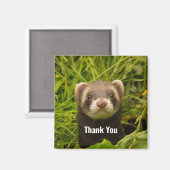 Cute Brown Ferret in the Grass Dank u Magneet (Voorkant / Achterkant)