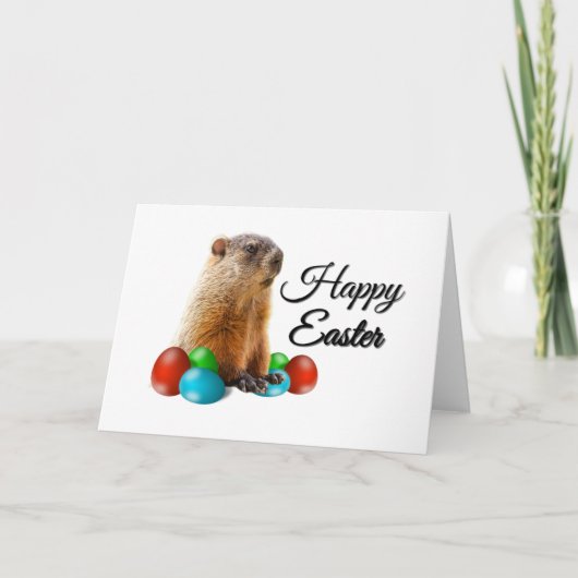 Cute Brown Guinea Pig Easter Eggs Celebration Kaart (Voorkant)