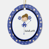 Cute Brown Haire Cheerleader kerstversiering Keramisch Ornament (Links)