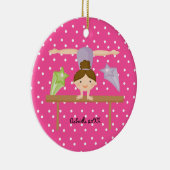 Cute Brown Hazard Gymnast-kerstversiering Keramisch Ornament (Rechts)