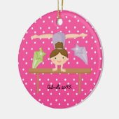 Cute Brown Hazard Gymnast-kerstversiering Keramisch Ornament (Links)
