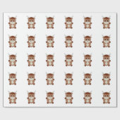 Cute Brown Koe Cadeaupapier (Vlak)