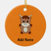 Cute Brown Koe Keramisch Ornament (Voorkant)