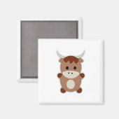 Cute Brown Koe Magneet (Voorkant / Achterkant)