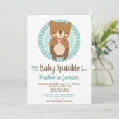 Cute Brown Ours Bébé Sprinkle Invitation Neutral (Debout devant)