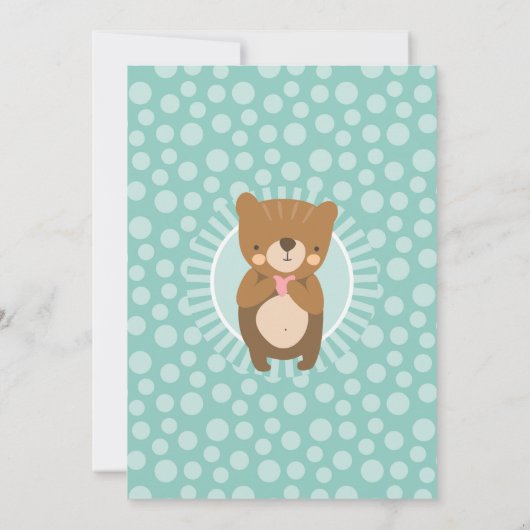Cute Brown Ours Bébé Sprinkle Invitation Neutral (Dos)