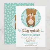 Cute Brown Ours Bébé Sprinkle Invitation Neutral (Devant / Derrière)