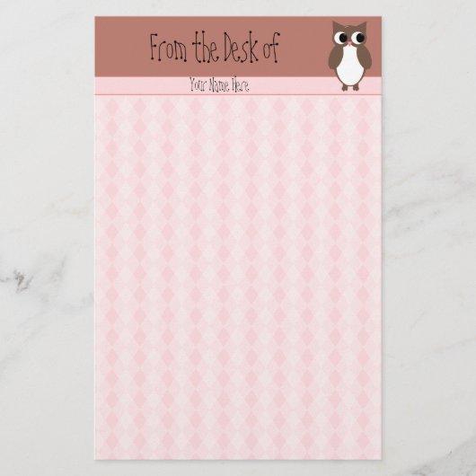 Cute Brown Owl Custom Briefpapier (Voorkant)