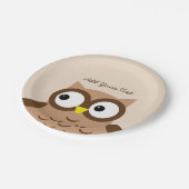 Cute Brown Owl Custom Text A03A Papieren Bordje (Gekanteld)