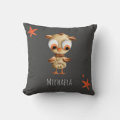 Cute Brown Owl Personalized Grey Nursery Kussen (Voorkant)