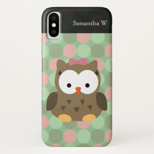 Cute Brown Owl w/roze Bow iPhone X Hoesje