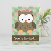 Cute Brown Owl w/roze Bow Kaart (Staand voorkant)