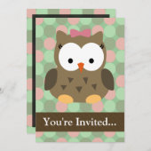 Cute Brown Owl w/roze Bow Kaart (Voorkant / Achterkant)