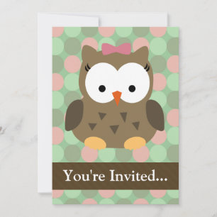 Cute Brown Owl w/roze Bow Kaart