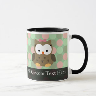 Cute Brown Owl w/roze Bow Mok