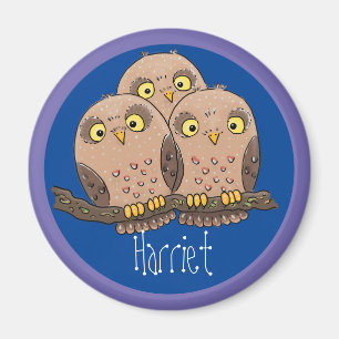 Cute brown owls cartoon illustratie magneet