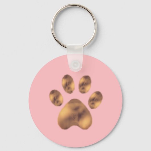 Cute Brown Pet Paw op Roze Sleutelhanger (Voorkant)