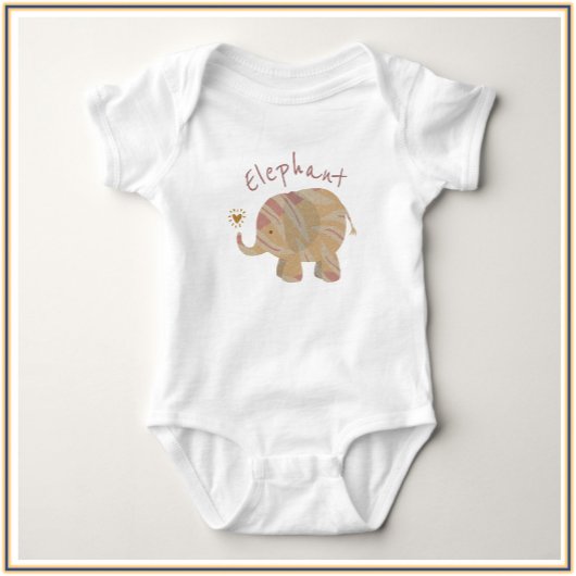 Cute Brown Pink en Bronze Elephant Baby Bodysuit