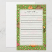 Cute Brown Pink Oranje Ownership on Green Briefpapier (Voorkant / Achterkant)