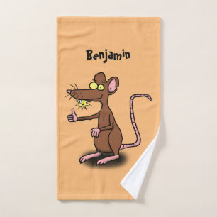 Cute brown rat duikt op cartoon bad handdoek