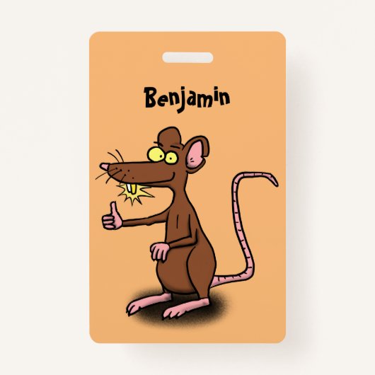 Cute brown rat duikt op cartoon badge (Voorkant)