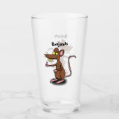Cute brown rat duikt op cartoon glas (Voorkant)