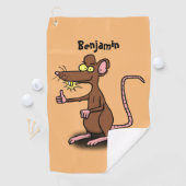 Cute brown rat duikt op cartoon golfhanddoek (Insitu)