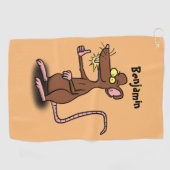 Cute brown rat duikt op cartoon golfhanddoek (Horizontaal)