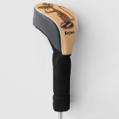 Cute brown rat duikt op cartoon golfheadcover (Schuin)