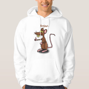 Cute brown rat duikt op cartoon hoodie