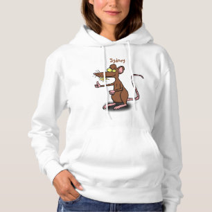 Cute brown rat duikt op cartoon hoodie