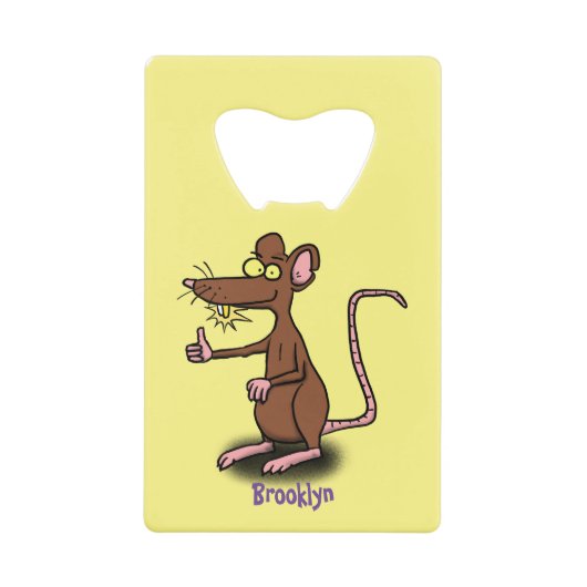 Cute brown rat duikt op cartoon kredietkaart flessenopener (Voorkant)