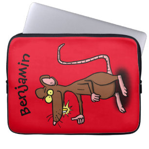 Cute brown rat duikt op cartoon laptop sleeve